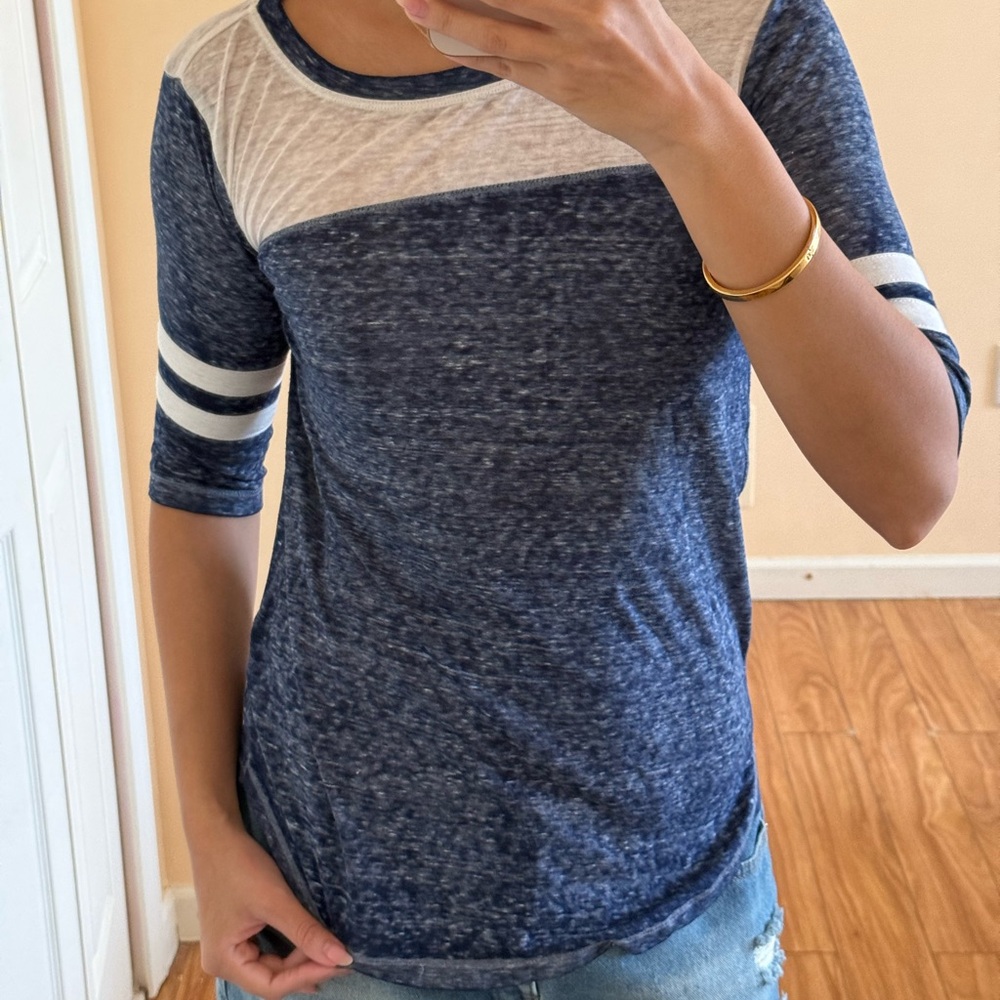 SO Navy and White Baseball-Style Short Sleeve Tee